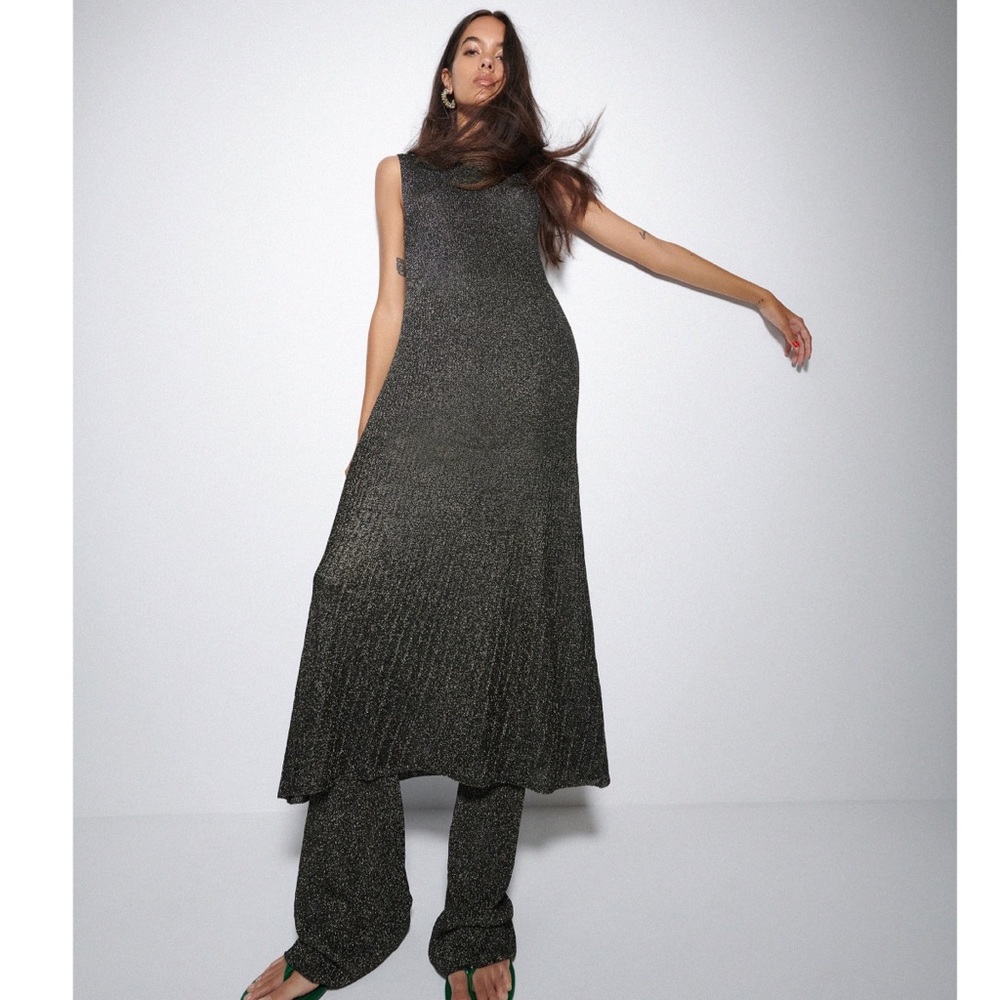 Zara Knit Dress With Metallic Thread Size Medium